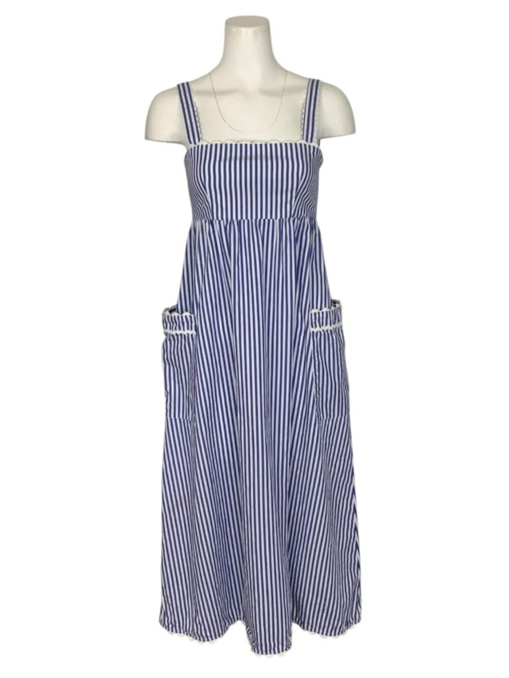 Tuckernuck Blue Stripe Georgia Sleeveless Dress XS Cotton A-Line DEFECT - Picture 6 of 16